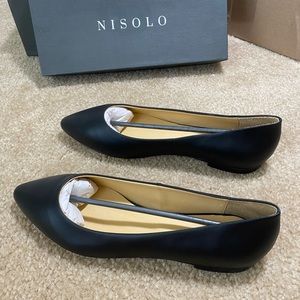 These are the Ava Ballerina Flat Black shoes from Nisolo in a size 8.